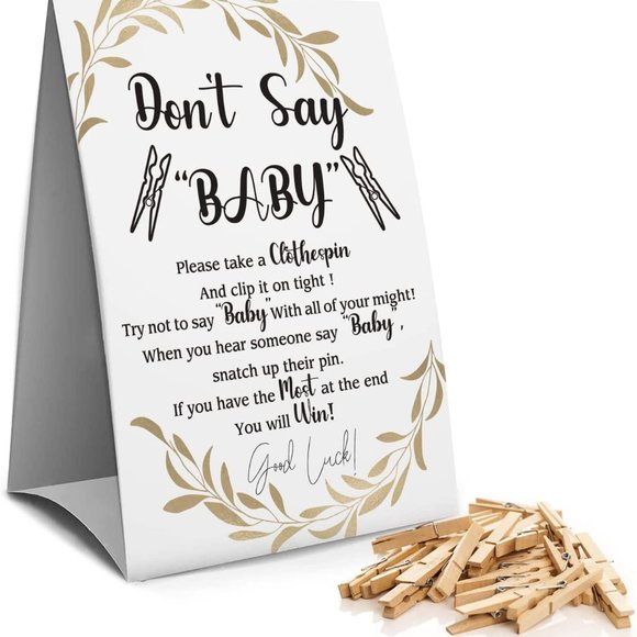 Other - Don't Say Baby Clothespin Games Sign(1 Sign + 50 Mini Clothespins)